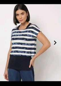 Blue &amp; White Striped Tunic Top
