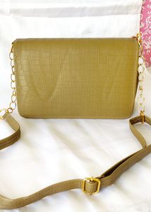 Olive green pearl handle handbag/slingbag