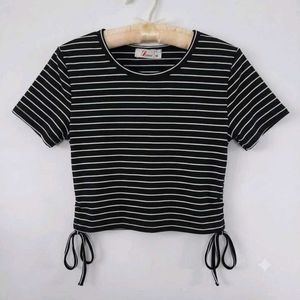 Striped Crop Top with Tie Detail