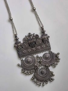 Oxidised Silver Tribal Statement Necklace