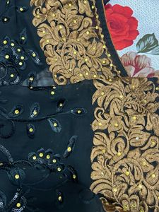 Elegant Black Embroidered Saree