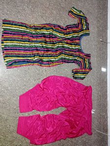 multi colour kameez rani salwar set