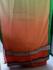 Vibrant Green Saree with Embellished Border