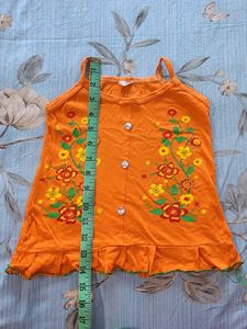 Cute Orange Floral Print Baby Dress