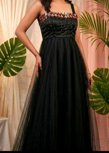 Elegant Black Embellished Gown