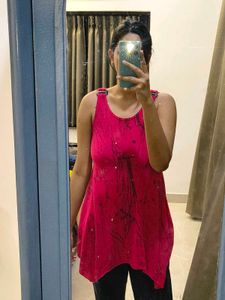 Vibrant Pink Printed Tunic Top