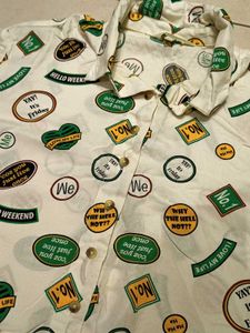 Fun Graphic Print Button-Up Shirt
