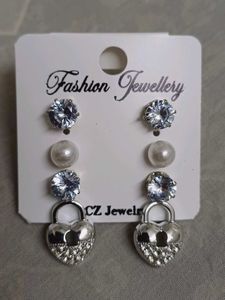 Chic Heart Lock Earring Set