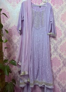 Lavender Anarkali Kurta Set
