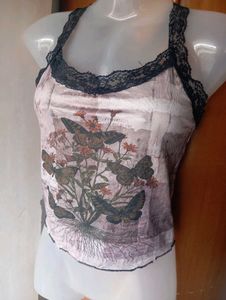 Sheer Butterfly Print Tank Top