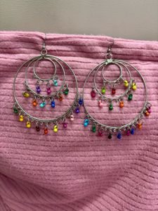 Colorful Beaded Hoop Earrings