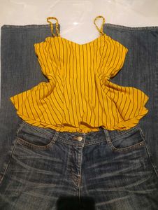Yellow Striped Padded Camisole Top