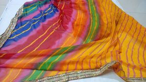 Vibrant Striped Yellow Saree