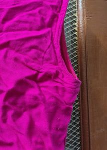 Bright Pink Sleeveless long Kurta Dress