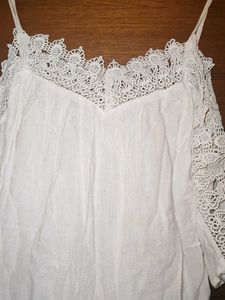 White Lace Cold Shoulder Top