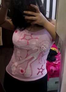 y2k Pink Graphic Tank Top hand painted