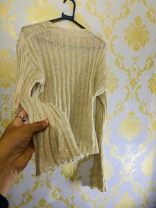 Gold Net With Glitter Party Wear