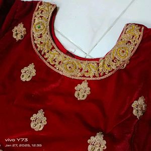 Elegant Maroon &amp; Gold Gharara Suit