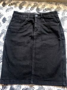 ONLY Women Black Denim Skirt