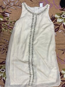 Elegant Embellished Cream Dress