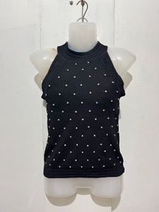 Sparkly Black Halter Neck Top