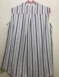 Elegant White & Black Striped Sleeveless Top