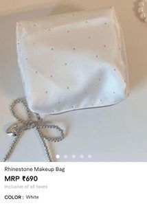 White savana Rhinestone Makeup Bag