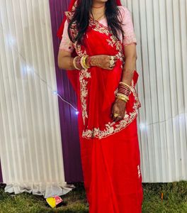 Red pure zardosi work saree