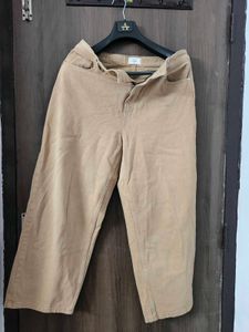 Beige Wide Leg Casual Pants