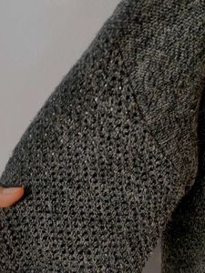 Chemistry Grey Longline Crochet Cardigan