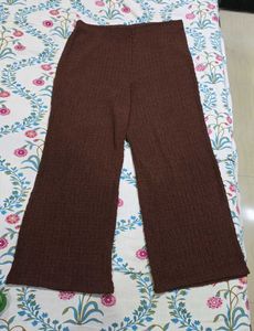H&M Brown Textured Wide Leg Pants