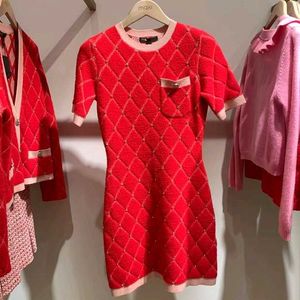 Chic Red Patterned Mini Dress