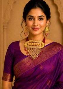 Ruby Rajisthani Gold-Tone Necklace set bridal look