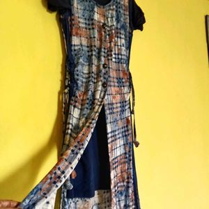 Plaid Button-Up double layer Kurta