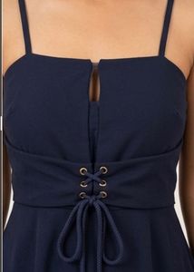 Navy Blue Lace-Up Mini Dress