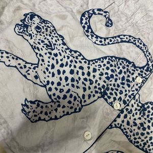 Leopard Print Button-Up nightwear/shirt