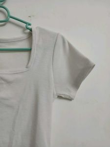 White Square Neck T-Shirt