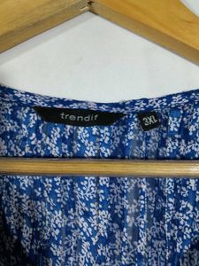 Navy Blue Printed A Line Top For Women's