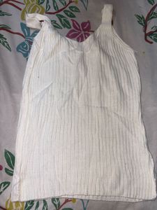 White Ribbed Tank Top with Ring Detail