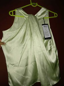 Mint Green Satin Halter Neck Top