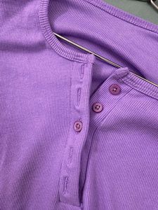 Purple Long Sleeve Henley Top