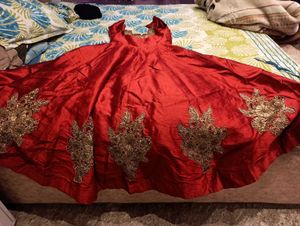 Elegant Red Embroidered Ethnic Gown