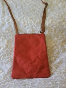 Branded Vibrant Orange Leather Sling Bag