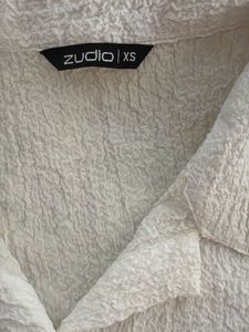 White Textured Puff Sleeve Shirt