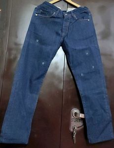 Men's Dark Blue Distressed Jeans For 32 Waist