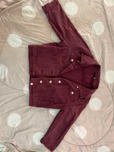 Tokyo Talkies Burgundy Denim Jacket