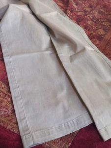 Cream Wide Leg Denim Jeans
