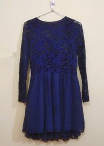 Lacy Blue One-piece / Full Sleeve Short Dress
