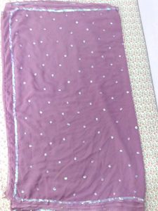 Lavender Georgette Sequin Work Party Wear Saree