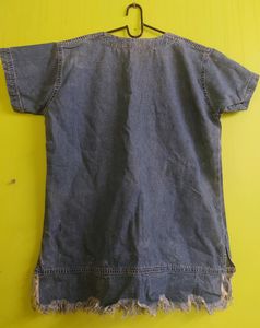 Denim Embroidered Top